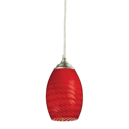 Jazz 1 Light Mini Pendant, Brushed Nickel & Red